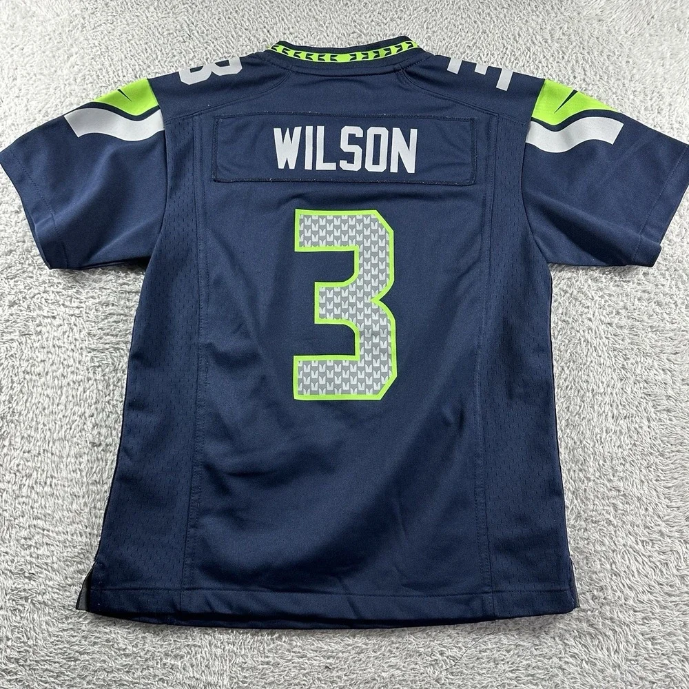 Seattle Seahawks Football Jersey Youth Medium‎ Nike NFL Wilson #3 On Field Blue